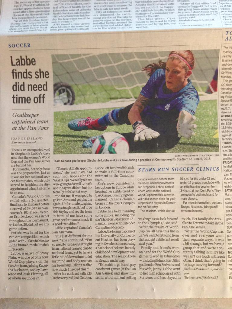 LabbeKeeperCamp's tweet image. Big thanks to @jirelandEJ for the great article and support for our soccer camp this weekend! @cmoscato4 #YEG