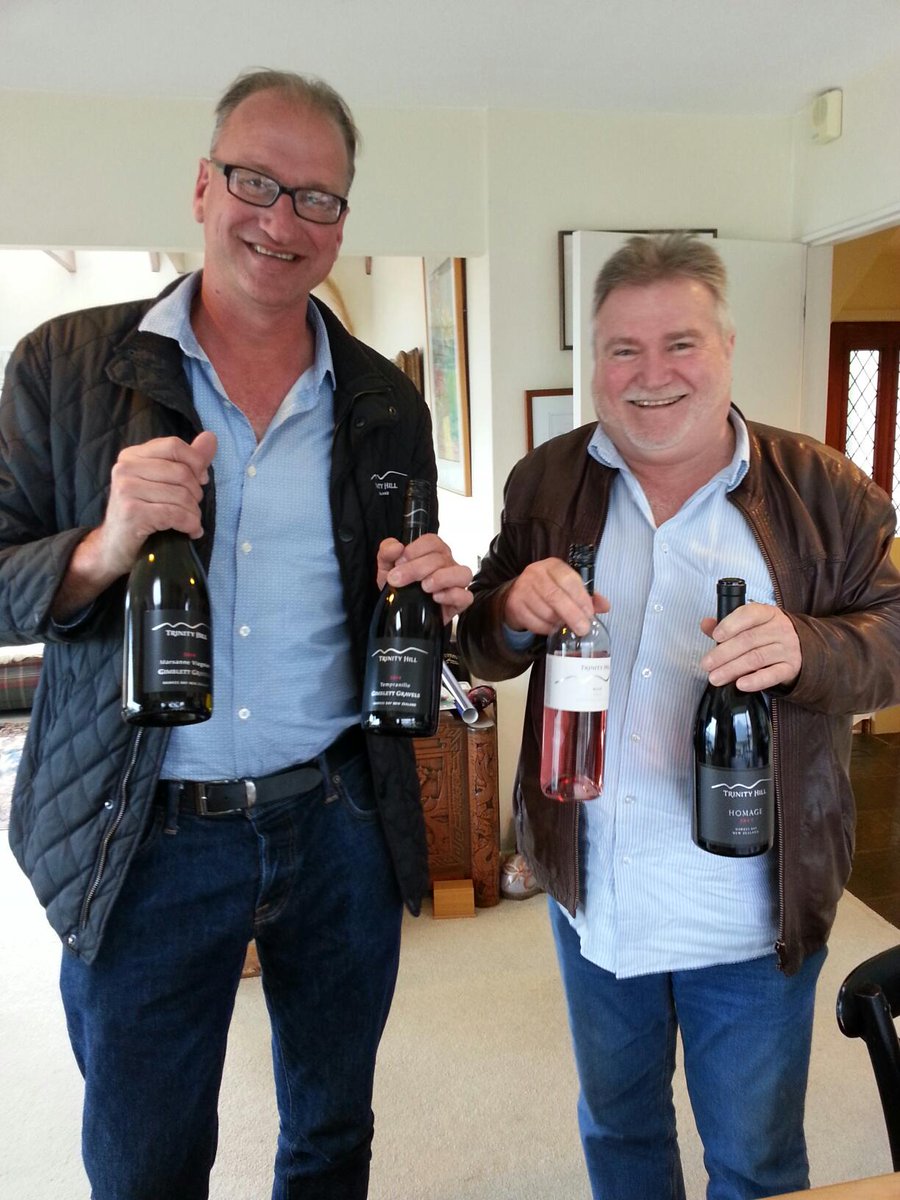 Look who called in with @trinityhillwine  #nzwine samples: @lacollinanz & @johnshancock incl Homage Syrah'13