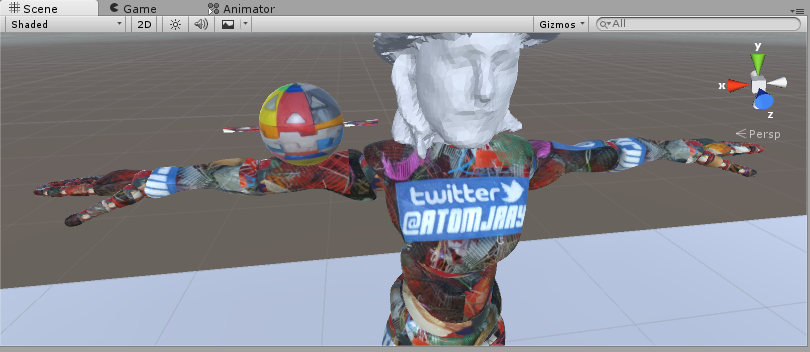 AtomJaay's tweet photo. Working on #PrintPunk @VRChatNet avatar w/ @unity3d to promote #REMAKE3D #3Dprinting in #VirtualReality w/ @gunt3r444 http://t.co/2G8icDP3JE