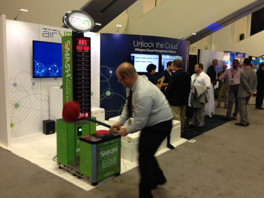 AirVM CEO Josh playing carnival game at the AirVM booth.
