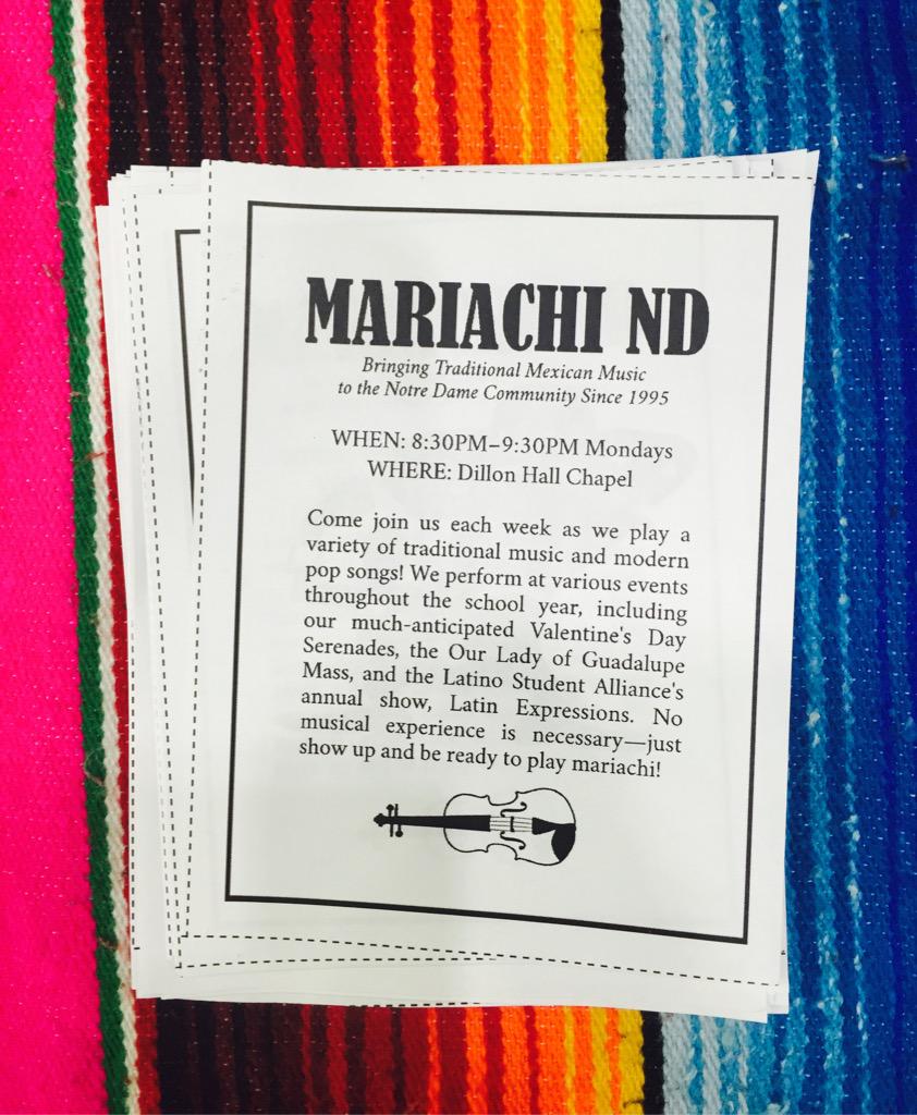 MariachiND's tweet photo. If you can't stop by tonight, join us every Monday at 8:30pm in the Dillon hall chapel. All are welcome http://t.co/bGClB3gk7I