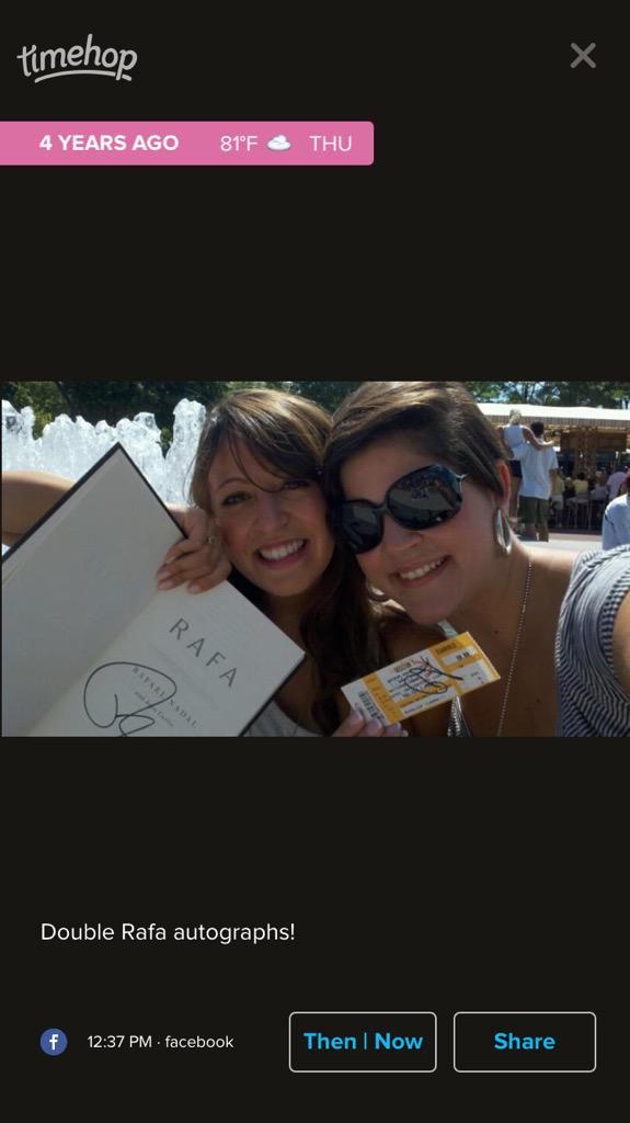 tennissmash's tweet photo. When @alliewagon leaned over the fangirls to get my Rafa book signed! Bonus, he also signed her ticket! #thingsbffsdo http://t.co/m6Sp98fer0