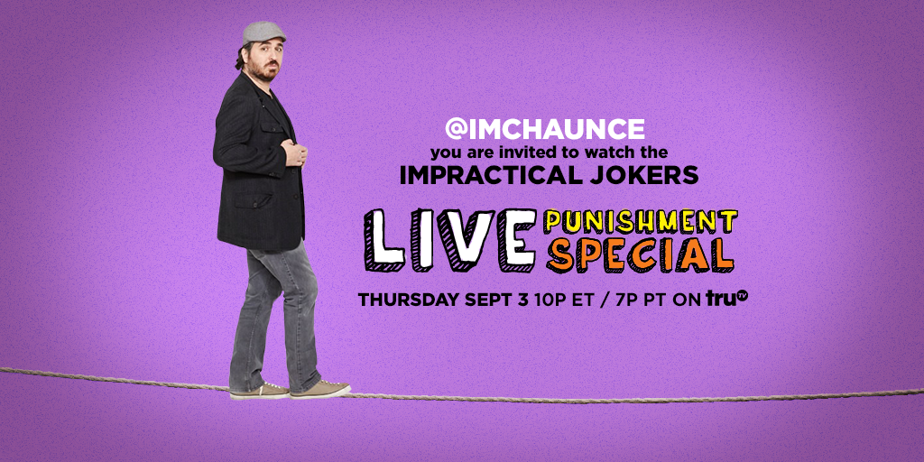 JokersTBS's tweet photo. @TammyLBrown Thanks for being a Jokers fan! Cheer the guys on and TUNE IN! #LivePunishment is this THURSDAY! http://t.co/WtwV7L8kpj
