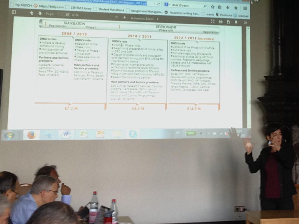 Kathersuch's tweet photo. .@ElsTorreele explaining how @DNDi is developing a treatment for sleeping sickness for just €26.5M #OSP2 http://t.co/QNQVuYE4sv