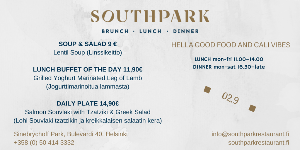 Southpark #lunch is served! Welcome! :) #greekflavours #helsinki #bulevardi #heleats #lounas #koffinpuisto
