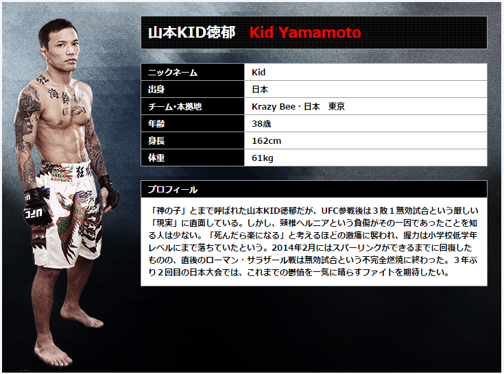 UFCFightNightJapan】山本KID徳郁vsマット・ホーバー！UFCでは3敗1