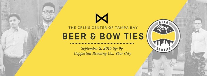 CrisisCenterTB's tweet image. Beer &amp;amp; Bow Ties TONIGHT at @coppertail in #Ybor. Proceeds benefit @CrisisCenterTB . Info at: bit.ly/1SjP5yU