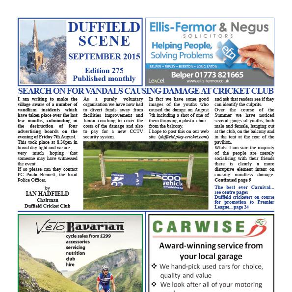 The September edition is being delivered. 
Read it online at ow.ly/RGjvx #Duffield #Derbyshire