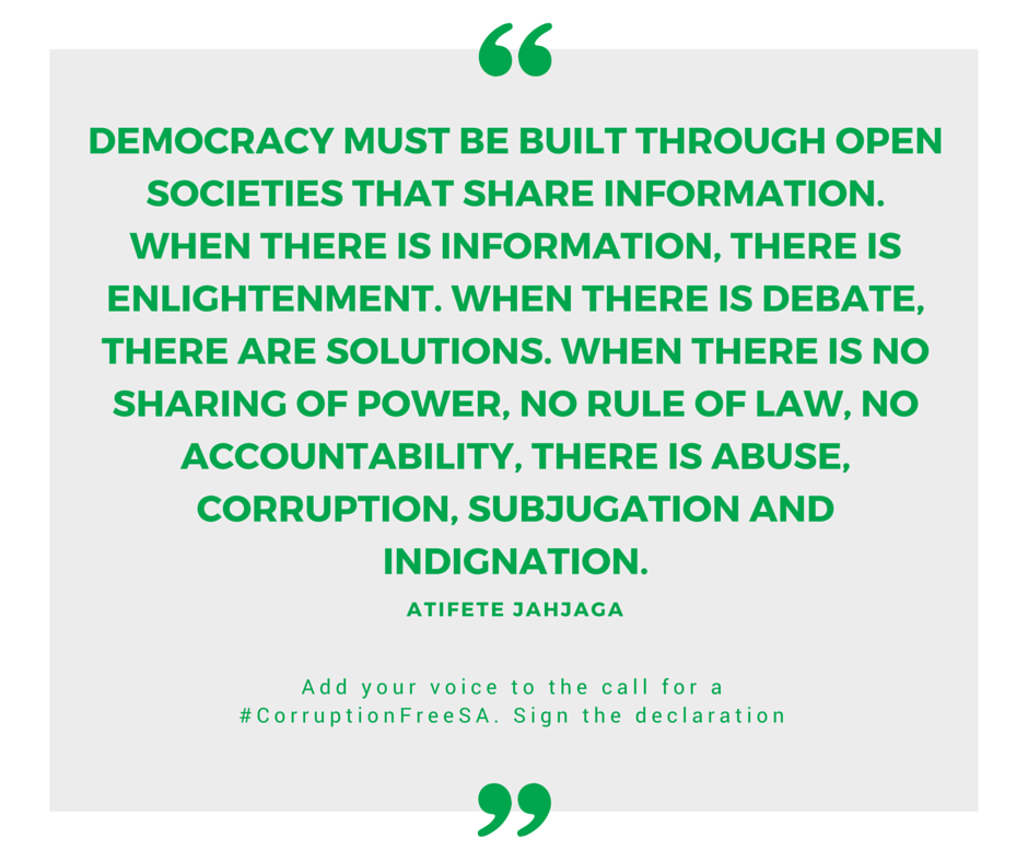 How can we create a #CorruptionFreeSA?
Add your voice - sign the declaration -togethersa.co.za/corruption-fre…
