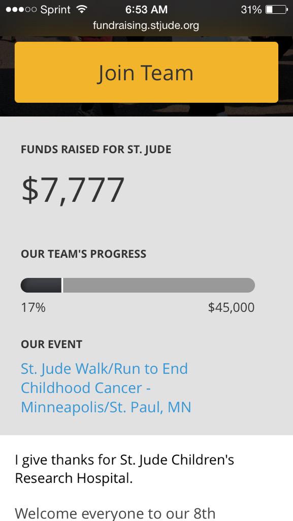 Who believes in lucky #7? I do and so did Dylan! We are only 17 days away from the St. Jude walk.  Join us at MOA!!!