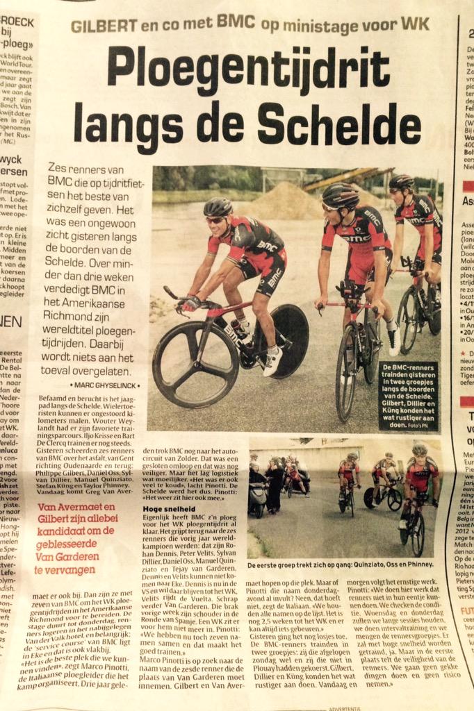 a whole page in <a href="/HLN/">Het Laatste Nieuws</a> about our team time trial training in #belgium. #ridebmc