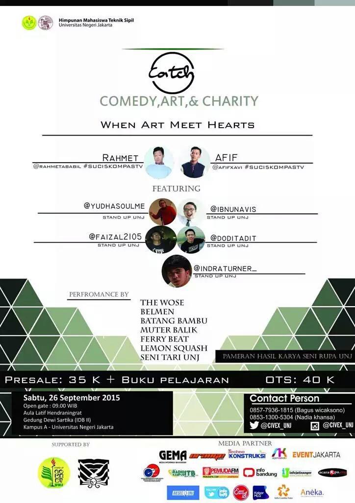 nih tangkep. #CATCH ! | 26 September 2015 | Komika lokal <a href="/StandUpUNJ_/">Stand Up Comedy UNJ</a> | GS : <a href="/AfifXavi/">Afif</a> <a href="/RahmetAbabil/">Rahmet Ababil</a> . JADWALKAN !