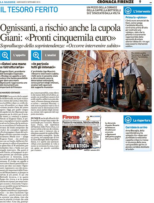Su <a href="/qn_lanazione/">La Nazione</a> durante il sopralluogo nella chiesa di Ognissanti, un tesoro di #Firenze che va salvato!
