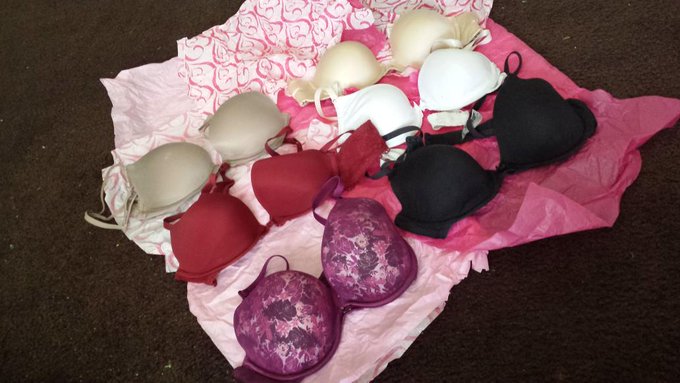 Selling some old bras (34B).  $45 ea. They're too tiny, rockin a 36D now. Msg for payment details. http://t