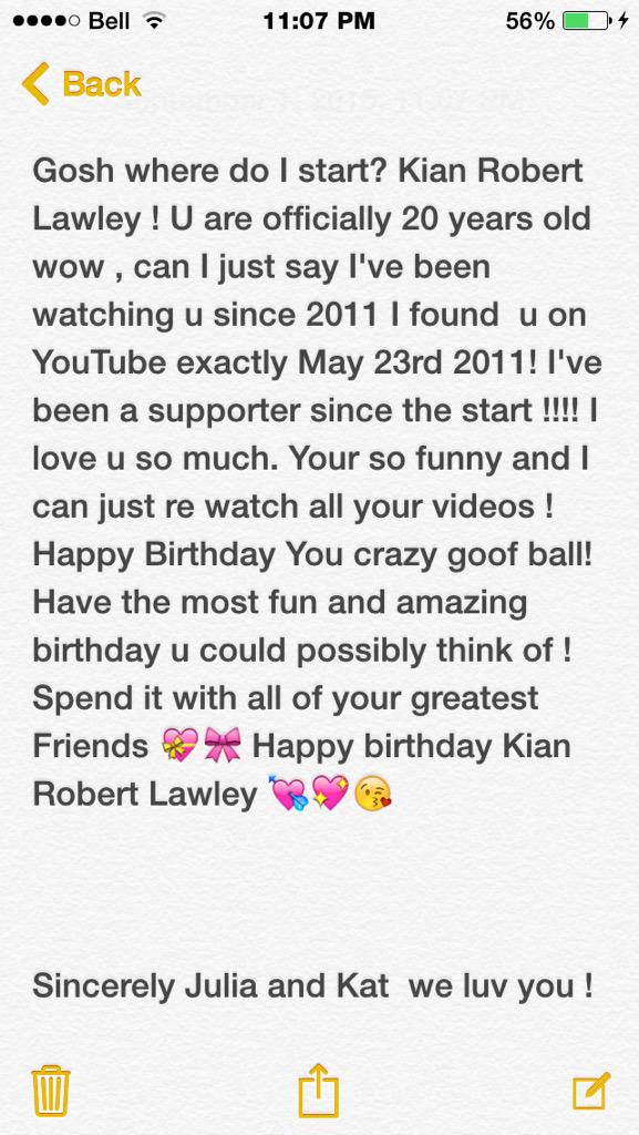 HAPPY BIRTHDAY KIAN LAWLEY 