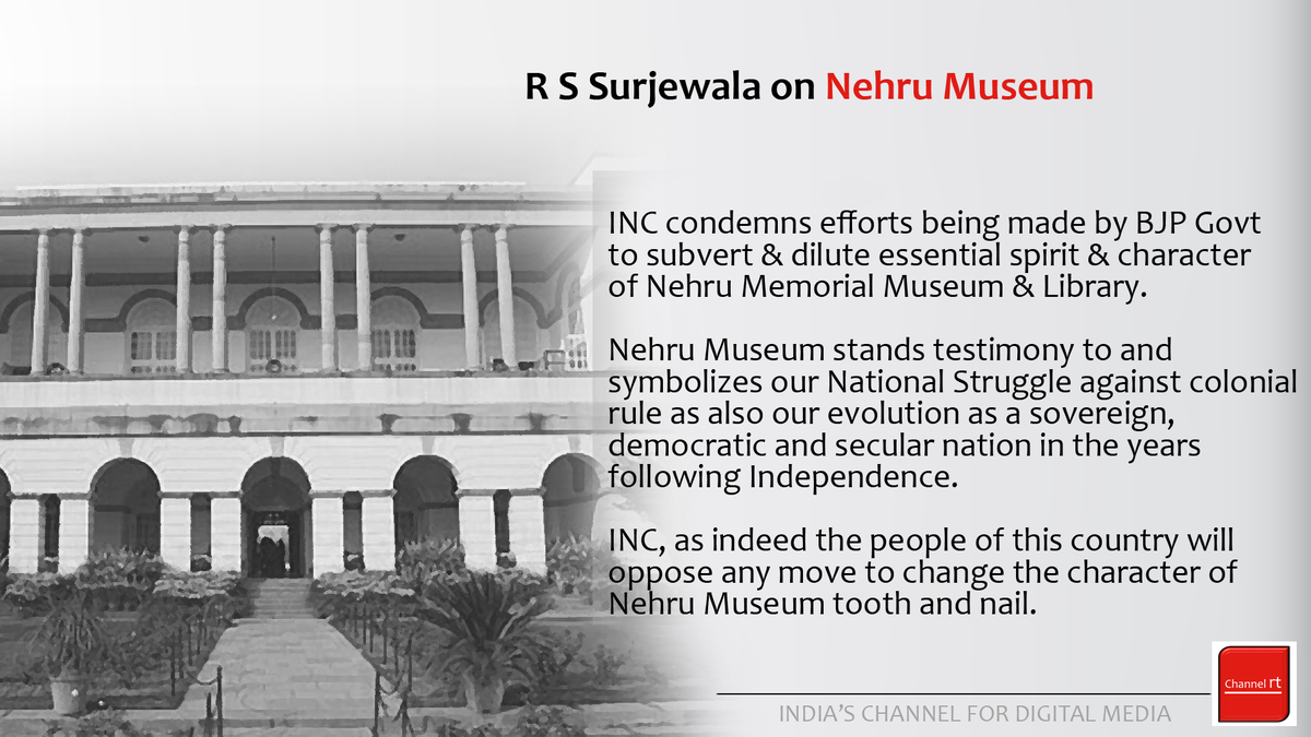 indianewsshorts's tweet image. An attempt to diminish &amp;amp; downplay legacy of Pandit Nehru ... :
R S Surjewala @INCIndia 
#NehruMuseum
