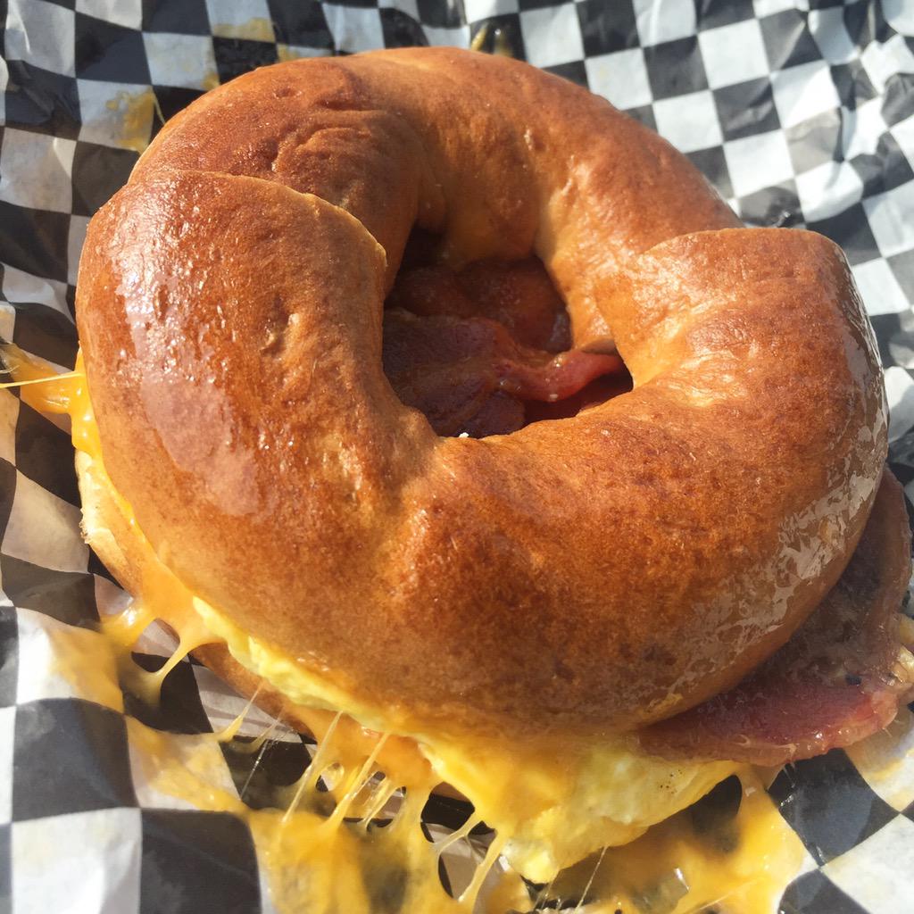 Thanks to @BareNakedBagel for making our morning!! Absolutely fantastic bacon, egg and cheese bagel!