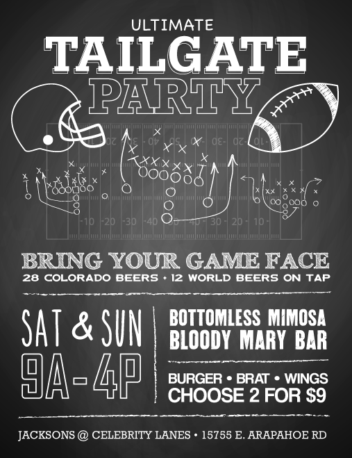 Join us for our #UltimateTailgateParty Sat & Sun for amazing drink and food specials! #DenverBroncos