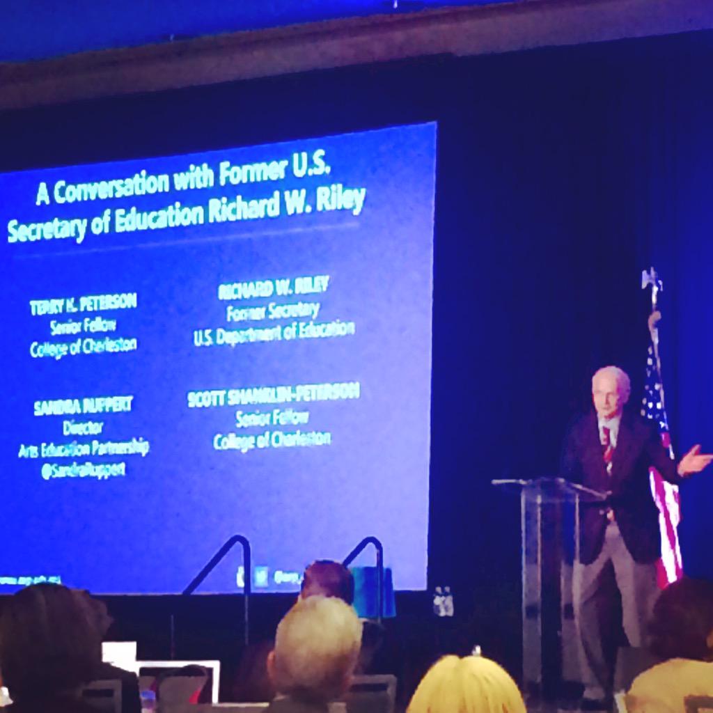 Emilyeldercory's tweet image. "We do a whole lot better working together."- Richard W Riley on education #aepforum