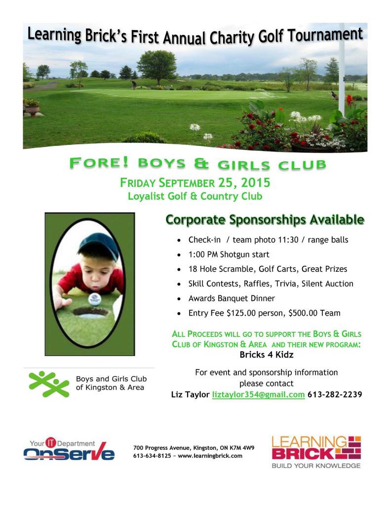 Learning Brick Charity Golf Tournament, Sept. 25th. To participate or for info contact liztaylor354@gmail.com ❤️ #ygk
