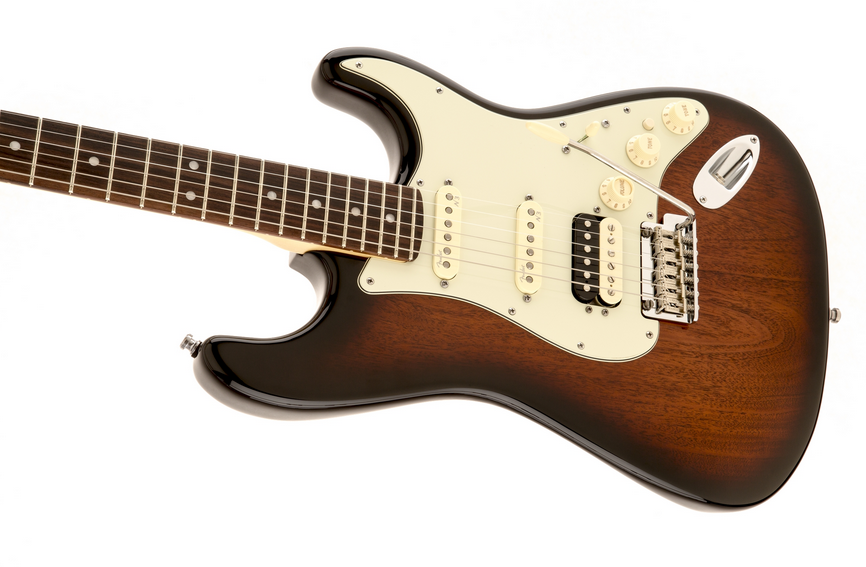 Fender's tweet photo. Ltd Edition American Deluxe Mahogany #Stratocaster HSS - Modern #Strat meets rich mahogany http://t.co/KFCcbFWLkF http://t.co/XuIxNAsewu