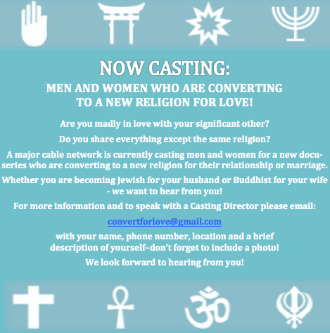 Convert4LOVE's tweet image. NEW #TV SHOW LOOKING 4 PPLE WHO R #CONVERTING #RELIGIONS! EMAIL CONVERTFORLOVE@GMAIL.COM 4 INFO! #Buddhism #hinduism
