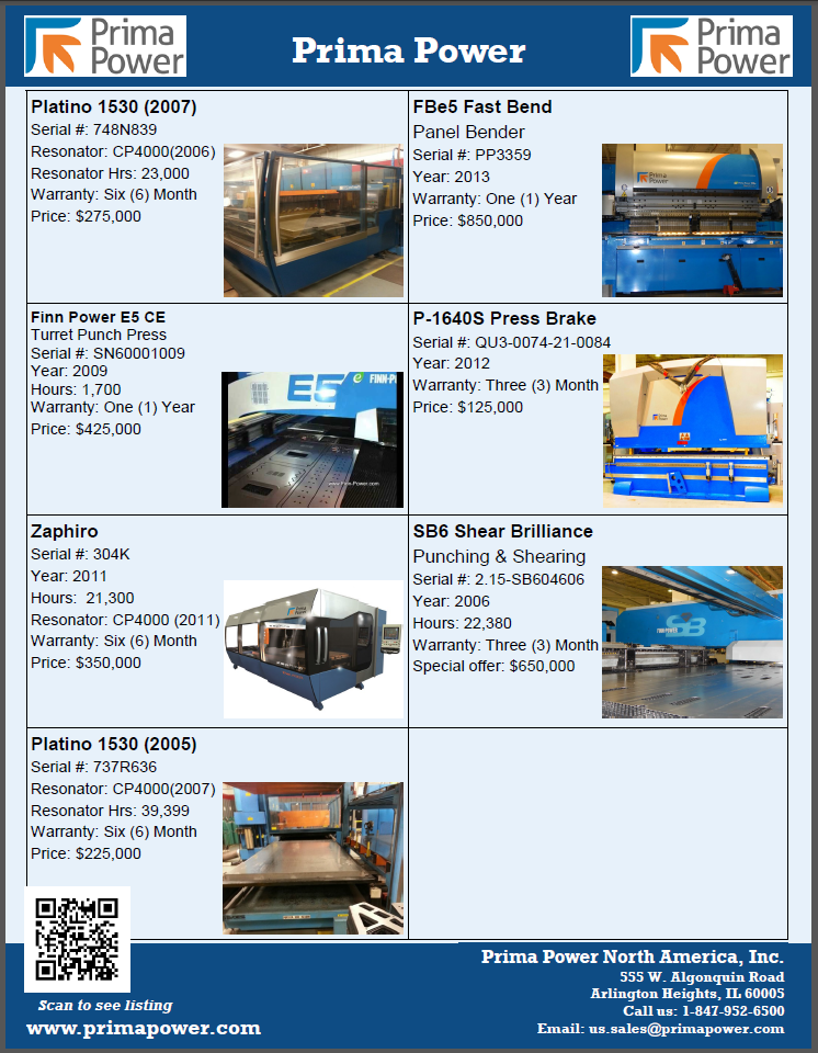 PrimaPowerNA's tweet photo. Prima Power Hot List
#PrimaPower #Fabrication #LaserCutting #Sheetmetal #Bestmfg #2DLaser http://t.co/EPx4LsfsNp