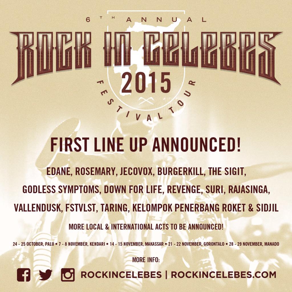 RockInCelebes's tweet photo. Lineup pertama #RICfest2015 sudah diumumkan. Masih banyak band lokal/nasional &amp; internasional yang segera diumumkan! http://t.co/VWNnmxNZ1n