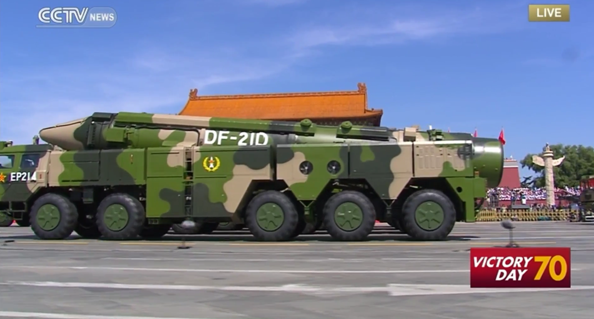 CGTNOfficial's tweet photo. #VDay parade: The strategic strikes module displays missiles by China’s second artillery force http://t.co/Fh7uhCaVTx