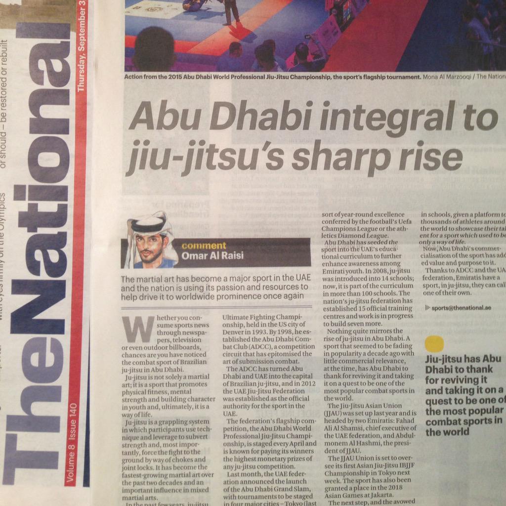 Dantani's tweet photo. New column @NatSportUAE -Abu Dhabi integral to Jiu-Jitsu's sharp rise as a global Martial Art. http://t.co/kuS9mmYEOv http://t.co/2Q7G484tiL