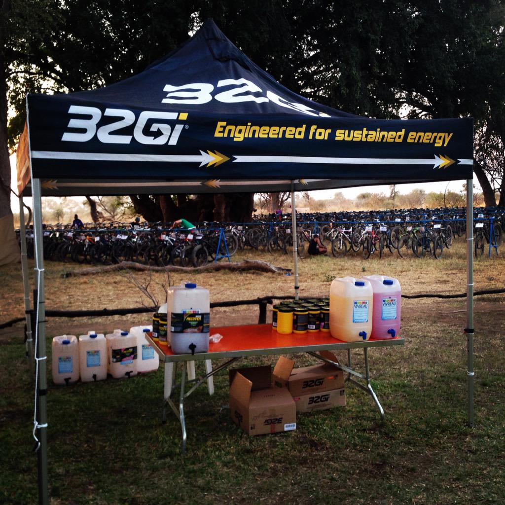 Wez371's tweet photo. My @32Gi stand at the Tour de Tuli day 2 river camp. #32Gi #TourDeTuli #Recover #Endure #MTB http://t.co/R25OOylITs