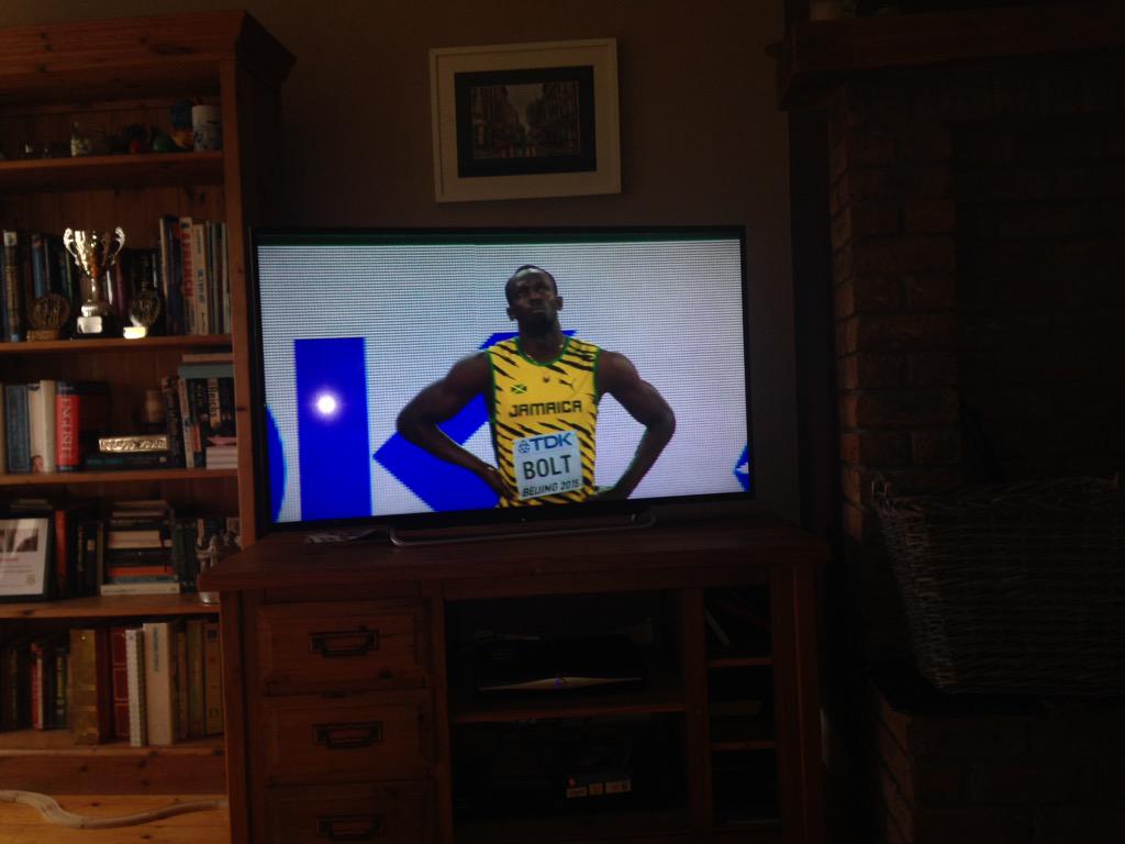 _lydia_doyle_'s tweet photo. Watching @usainbolt jog to the finish of the men's 100m heat at the IAAF track and field world champs #Beijing2015 ⚡️ http://t.co/4RGjNI2p8z