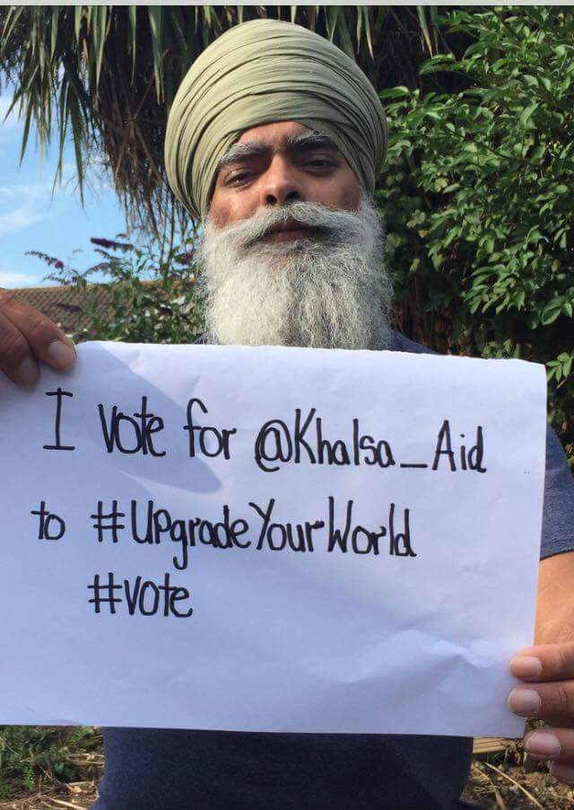 jaspreet643's tweet photo. I Vote for @Khalsa_Aid to #UpgradeYourWorld #Vote http://t.co/PRwXHxcEVc