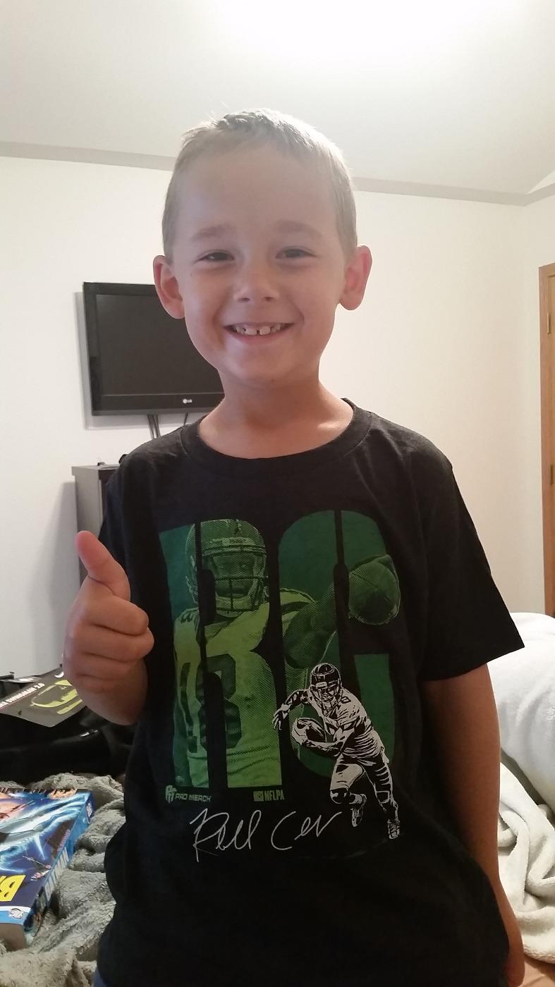   kjolsen05: Happy birthday rcobb18 from your birthday buddy wearing his new Randall Cobb shirt :-) 