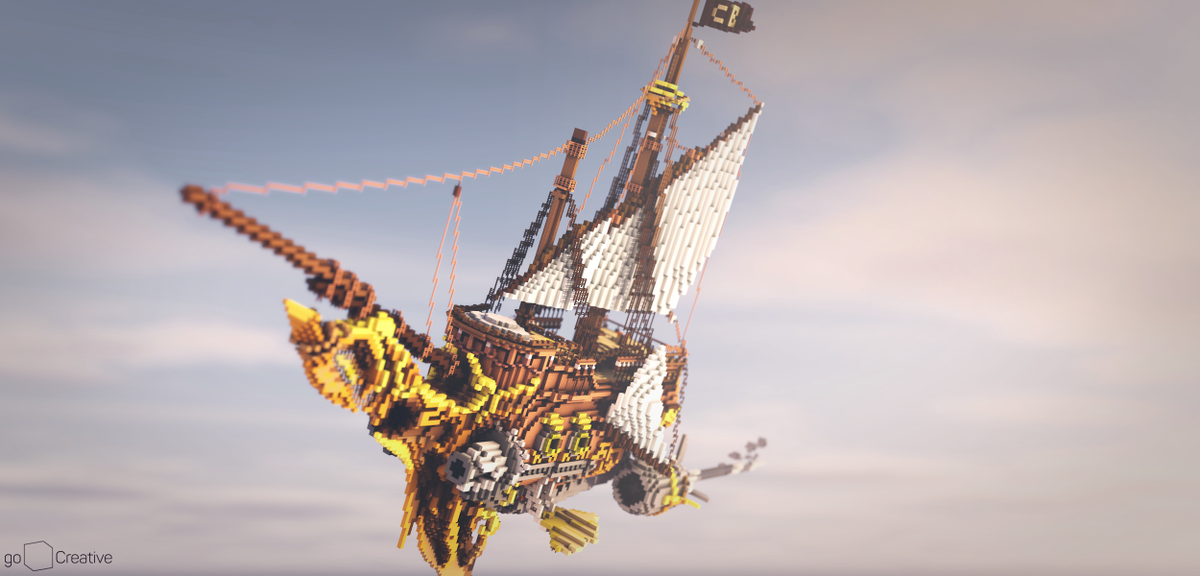 AubertDeBast's tweet photo. A fantasy airship by @AubertDeBast to be member of @CreativeBlocks_ Render: @GoCreativeMC. http://t.co/IagRg7sysX