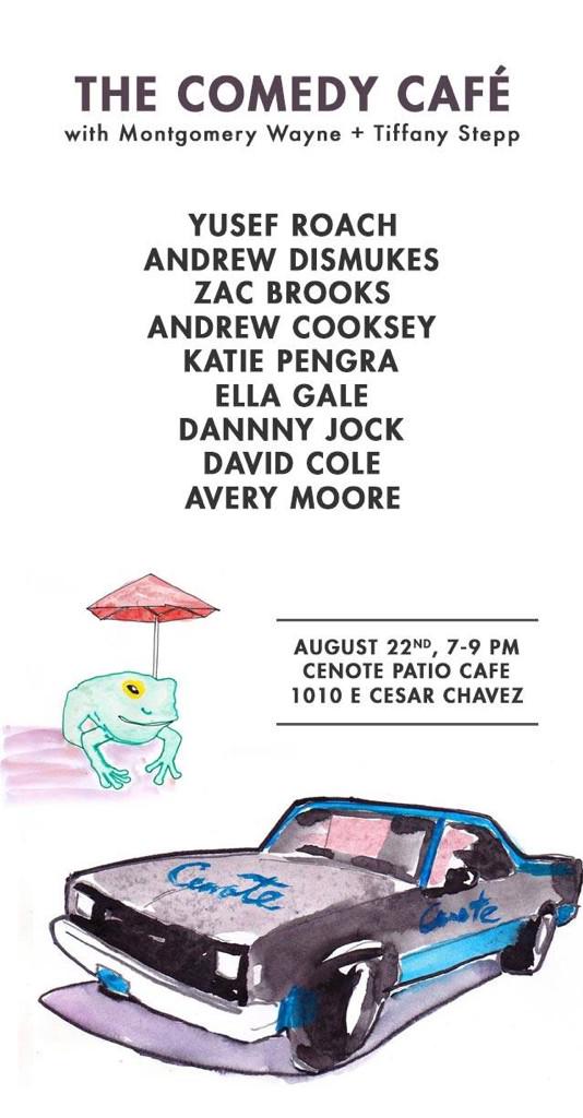 Lots of laughter tonight <a href="/CenoteAustin/">Cenote</a> free with drink specials, great lineup and <a href="/TiffanyStepp/">Tiffany</a>