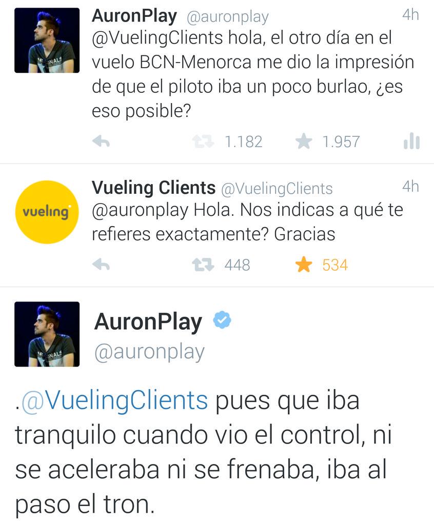auronplay's tweet photo. Aunque los de Vueling deber��an tomarse unos chupitos para superar este troleito de verano. http://t.co/IuUJAVaAzH