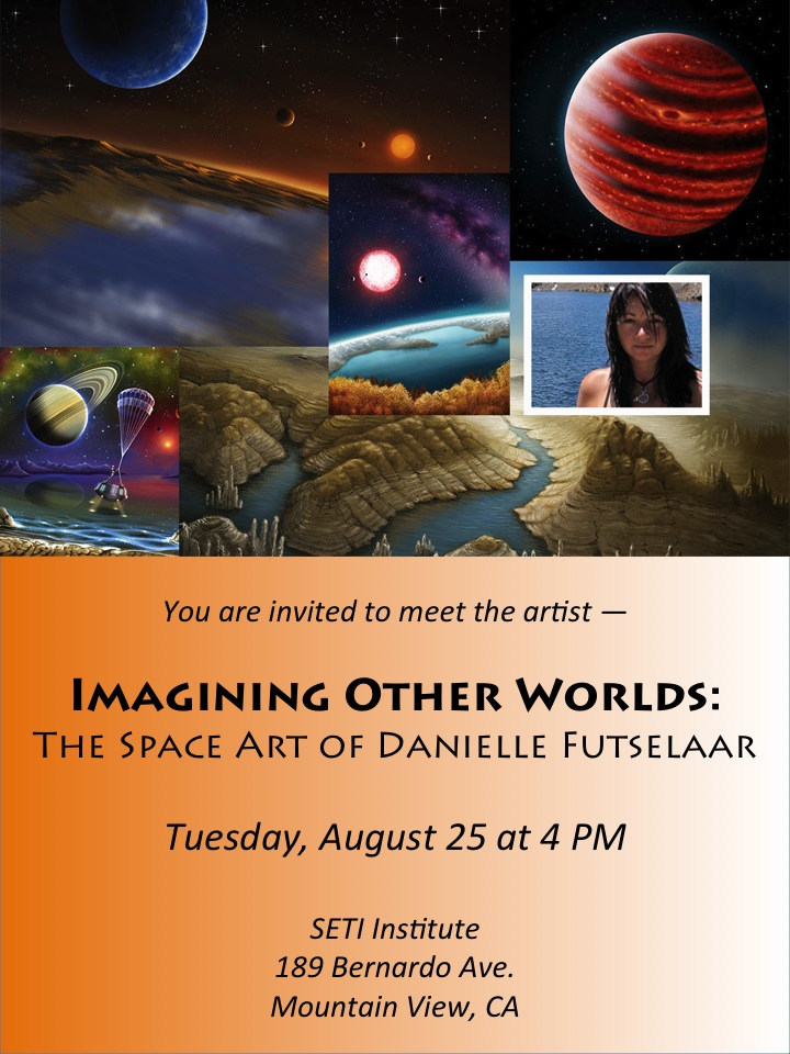 Danielle Futselaar @DanielleFuts will make a presentation on her artwork at <a href="/SETIInstitute/">The SETI Institute</a> on Tues, Aug 25, at 4 PM