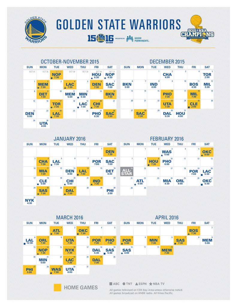 Warriors Schedule Printable Customize and Print