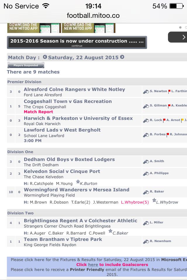 Results from today