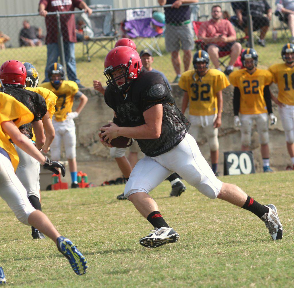 TCookston's tweet image. Tyler Ruby pounds this ball in for a score in HCA-Dallas Academy scrimmage.
