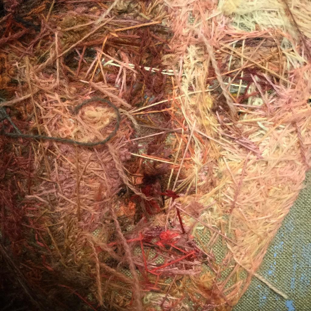 CayceZavaglia's tweet photo. Studio Shot: stitchin on a Saturday
#embroidery
#embroideredportrait
#WIP
#wool
#blindlybecoming
#crewelwool http://t.co/PjB1RhqsoX