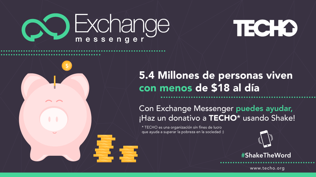 5.7 millones de personas viven con menos de $18 pesos al día. #shaketheworld <a href="/TECHOmx/">TECHO México 🇲🇽</a>  <a href="/exchangeapp/">Exchange Messenger</a>