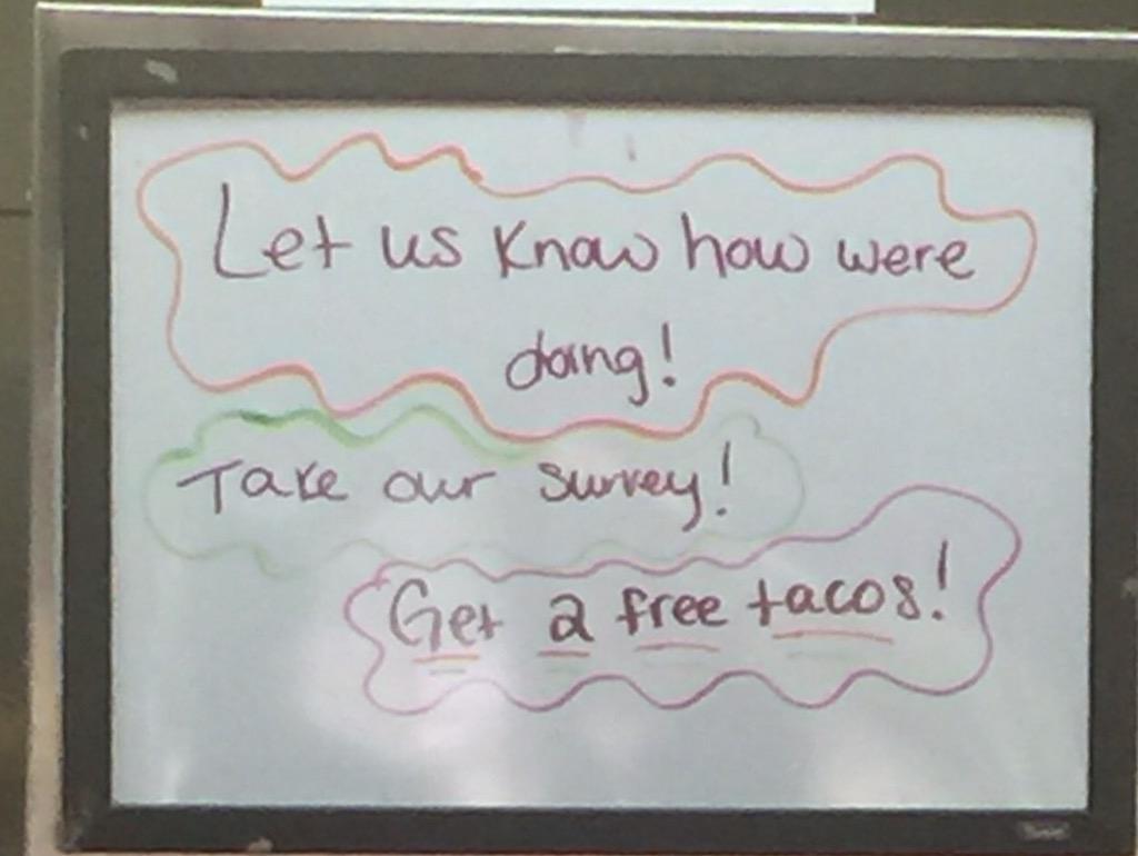 Silvia_Rivers's tweet image. Jack n the box got it wrong once again... #wrongword &quot;Let us know how we&apos;re doing!&quot; #grammar #worduse
