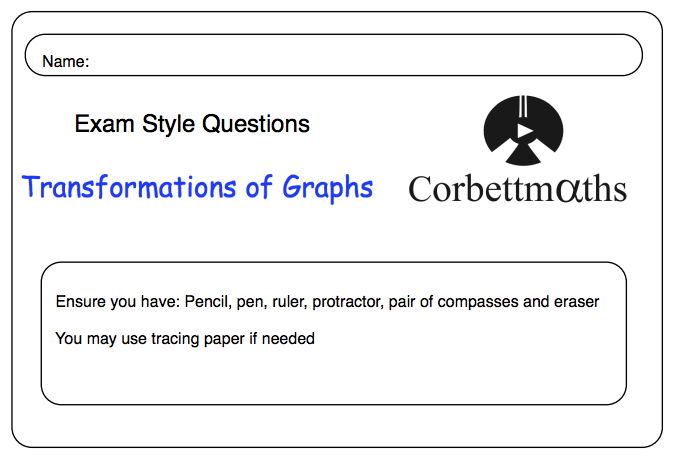 Corbettmaths's tweet photo. New Worksheet: Transformations of Graphs https://t.co/s8Tav1KOoX http://t.co/h5DqwzcrrX