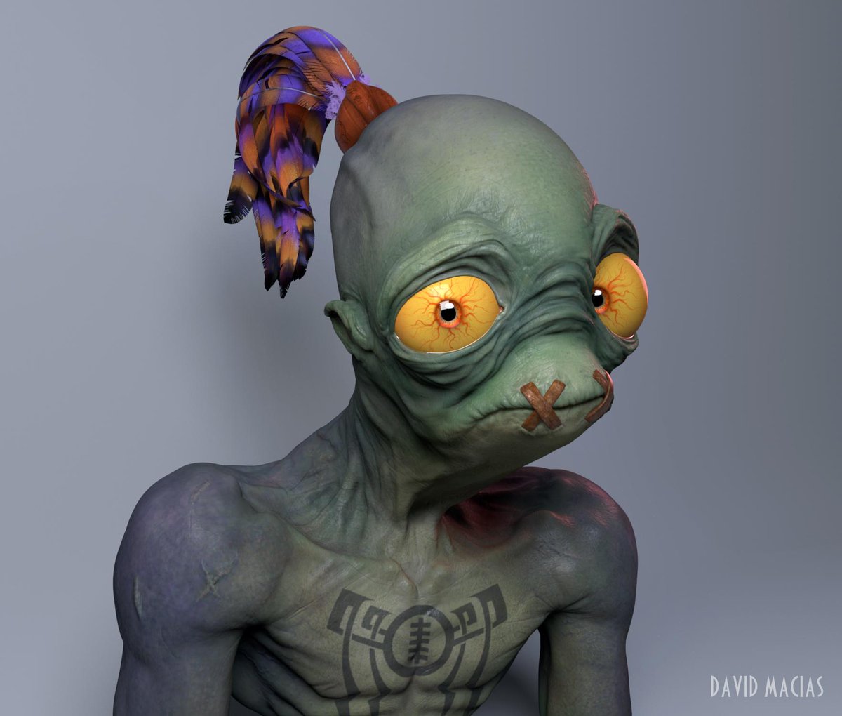 DavidJMacias's tweet photo. Just finished up my Abe render. @OddworldInc #Abe #Macias #oddworld #Mudokons #3D http://t.co/rhA2Ge6YI4