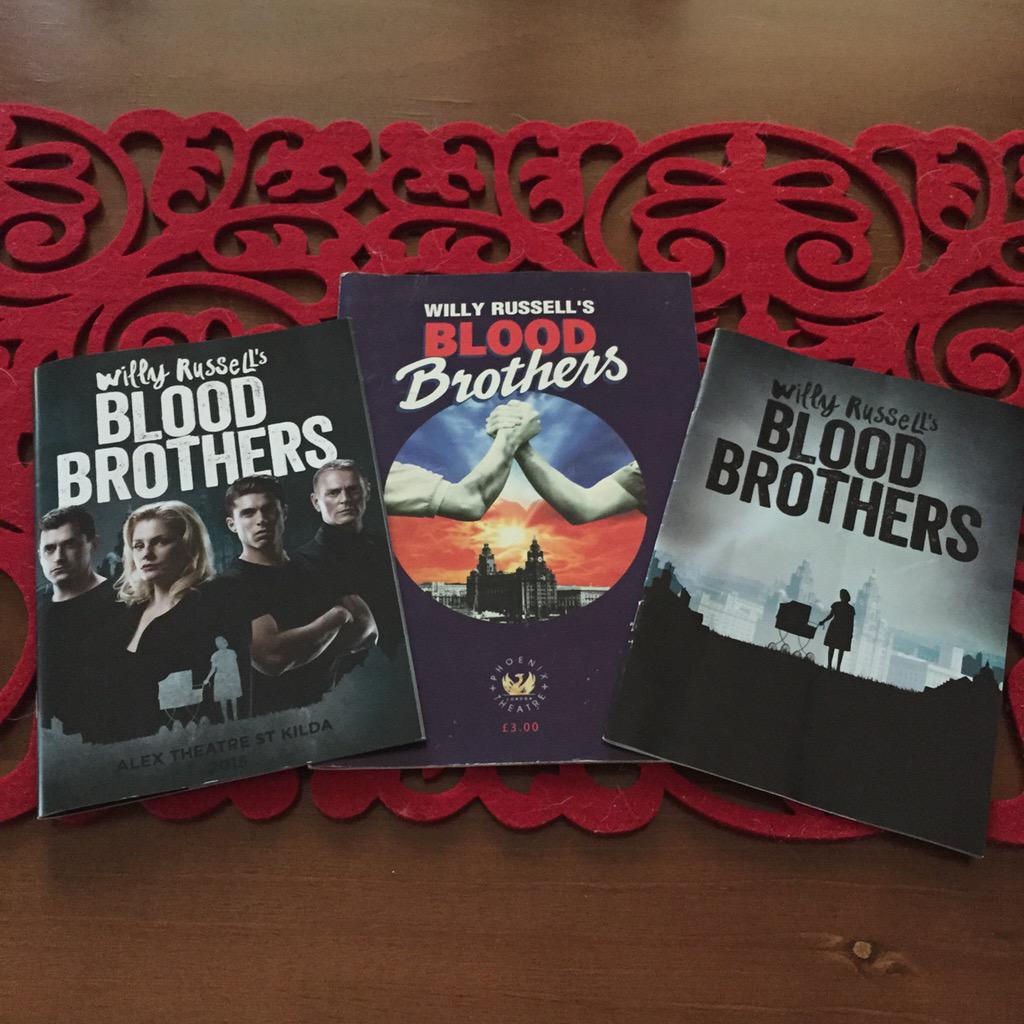 Clare_Hart73's tweet photo. Programs for 3 of the 4 productions of Blood Brothers I've seen over the years. http://t.co/oqVB5ntN5B