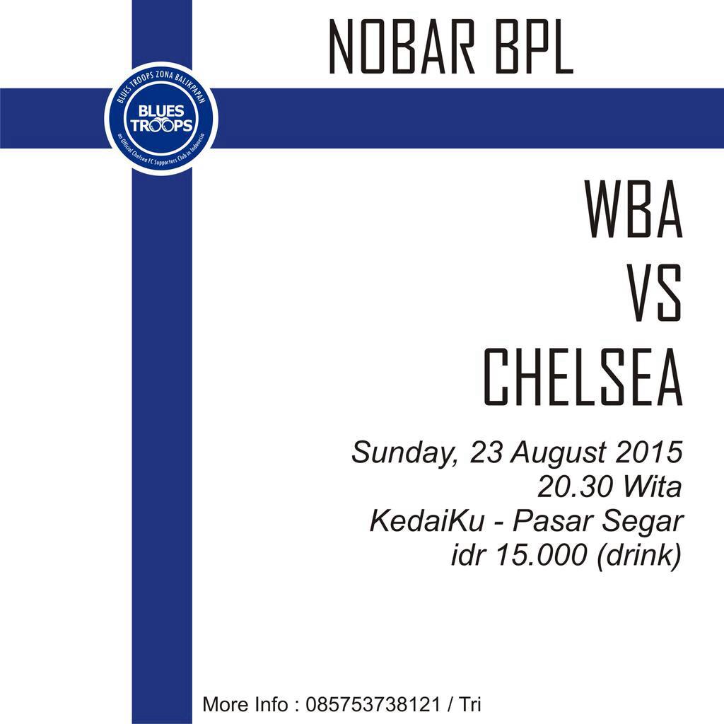 IklanBalikpapan's tweet photo. #nobarbpp | WBA V Chelsea With @BluesTroopsBPN | Malam ini, 20.30 | at @KedaiKuBpp #KTBFFH http://t.co/5BBNCSjazy
