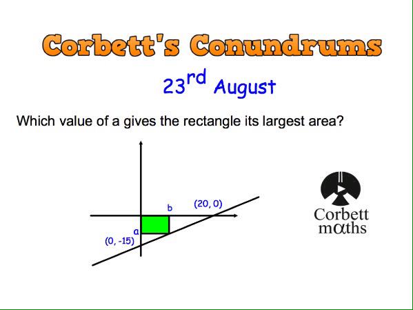 Corbettmaths's tweet photo. Love maths puzzles? Try today's Conundrum from http://t.co/5PihVsBng4 http://t.co/OXsNYsvObn