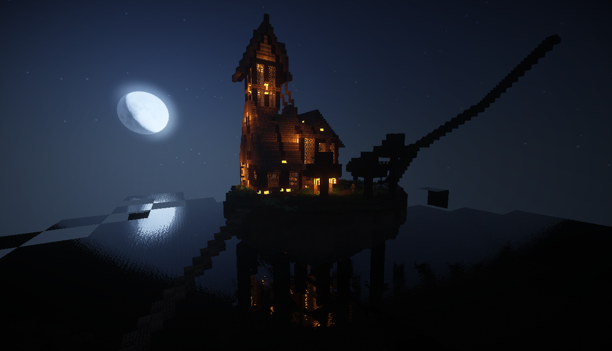 Robo Minecraft浮遊島建築 Minecraft マイクラ建築 影mod 浮遊島 Http T Co 2fb63gbiro